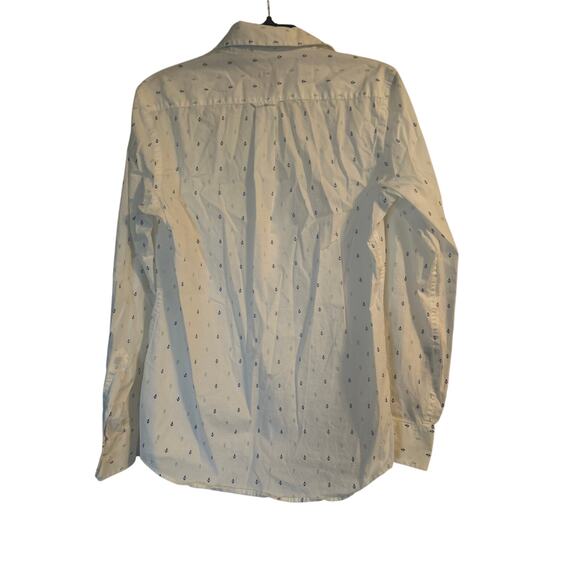 GUC Vintage Izod Women's Long Sleeve Button Front Blouse Shirt Anchor Print Sm - Picture 3 of 6